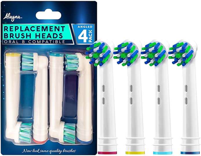 Alayna Replacement Toothbrush Heads Compatible with Oral-B Braun Electric Toothbrushes, Pack of 4 Cross-Style Brush Head Refills, Fits Most Oral-B Handles - Image 2