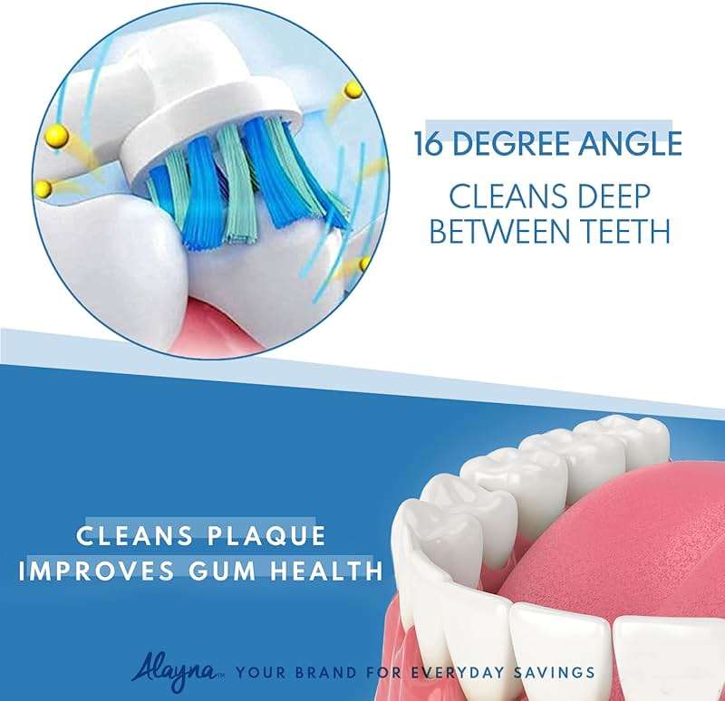 Alayna Replacement Toothbrush Heads Compatible with Oral-B Braun Electric Toothbrushes, Pack of 4 Cross-Style Brush Head Refills, Fits Most Oral-B Handles - Image 4