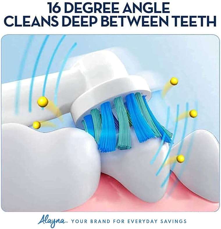 Alayna Replacement Toothbrush Heads Compatible with Oral-B Braun Electric Toothbrushes, Pack of 4 Cross-Style Brush Head Refills, Fits Most Oral-B Handles - Image 6