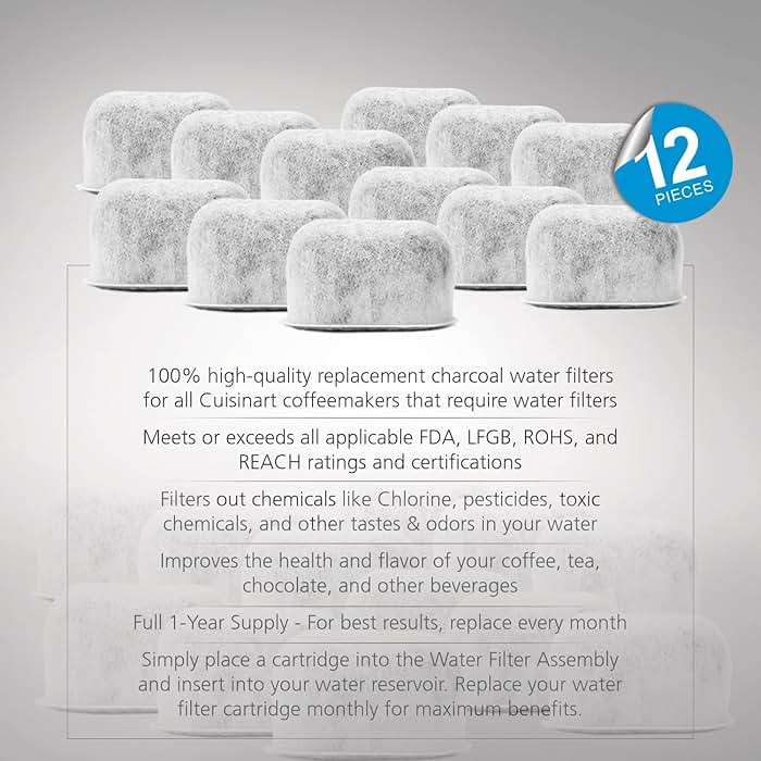 12 Pack Replacement Charcoal Water Filters for All Cuisinart Coffee Machines - Cuisinart Compatible (NOT KEURIG) Filters Fit Both Newer & Older Models Cuisinart Coffee Makers - Image 3