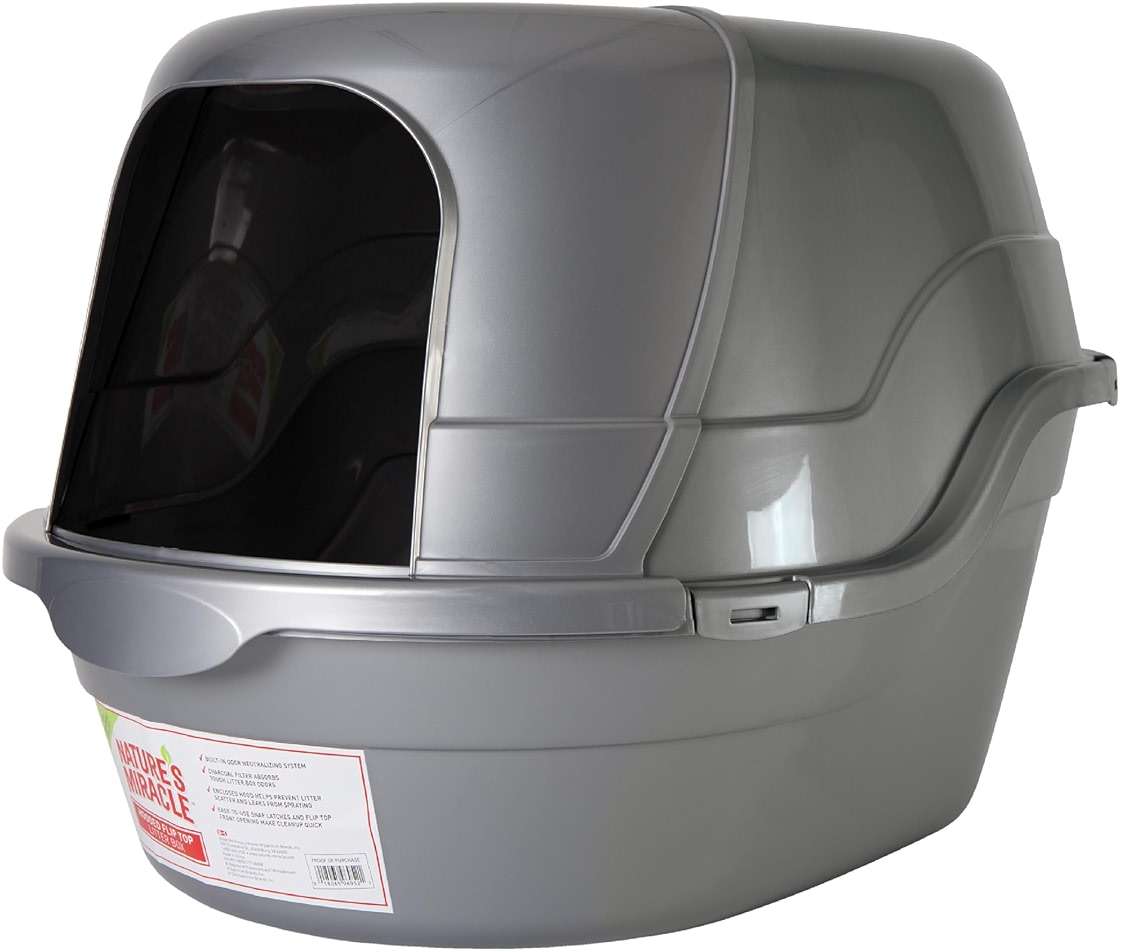 Nature’s Miracle Hooded Flip Top Litter Box for Cats, With Built-In Odor Control Charcoal Filter - Image 1