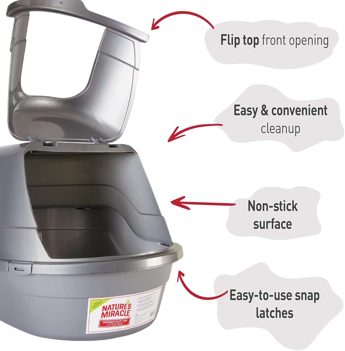 Nature’s Miracle Hooded Flip Top Litter Box for Cats, With Built-In Odor Control Charcoal Filter - Image 4