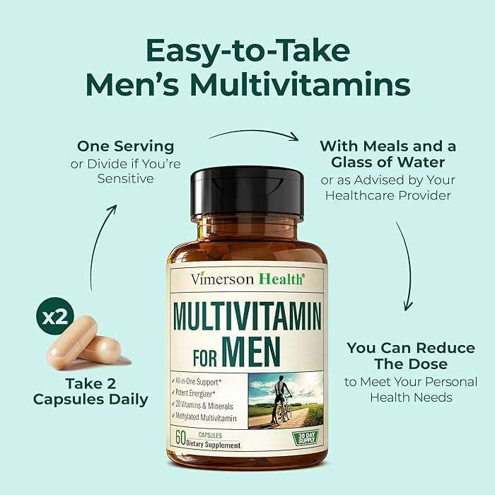 Vimerson Health Multivitamin for Men: Methylated B Vitamins, Chelated Minerals and Bioavailable D3 for Focus and Energy Support – Daily Mens Multivitamins and Multiminerals – 60 Capsules - Image 8