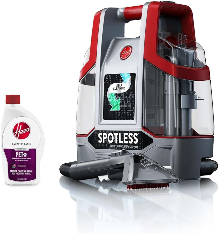 Hoover Spotless Portable Carpet + Upholstery Spot Cleaner Machine, Lightweight Shampooer Machine, Pet Stain Remover, Car and Auto Detailer, Pair with Hoover Carpet Cleaner Solution - Image 1