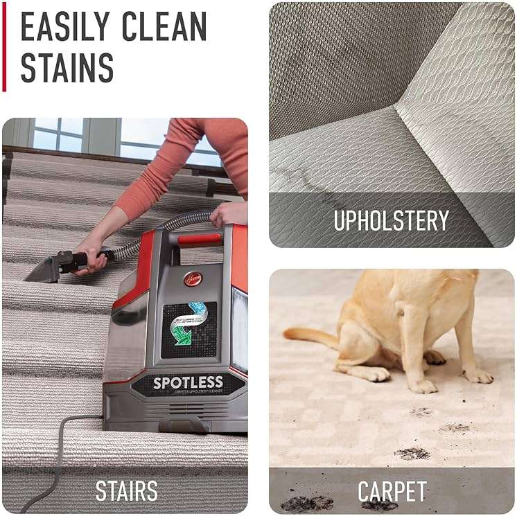 Hoover Spotless Portable Carpet + Upholstery Spot Cleaner Machine, Lightweight Shampooer Machine, Pet Stain Remover, Car and Auto Detailer, Pair with Hoover Carpet Cleaner Solution - Image 7