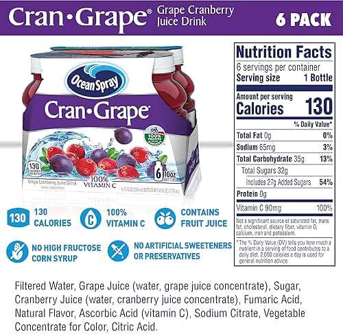 Ocean Spray® Cran-Grape® Cranberry Grape Juice Drinks, 10 Fl Oz Bottles, 6 Count - Image 2