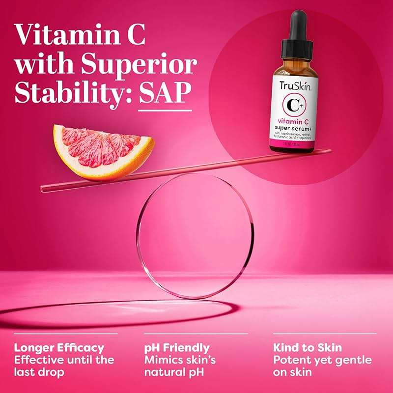 TruSkin Vitamin C Super Serum for Face - Five Skin Benefits in One Serum with Vitamin C, Retinol, Niacinamide, Hyaluronic Acid & Squalane - Brighten, Firm & Smooth the Look of Skin - 1 fl oz - Image 5