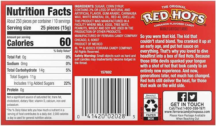 Wonka Red Hots, Cinnamon Flavored Hard Candy, 5.5 Ounce Theater Candy Boxes (Pack of 12) - Image 2