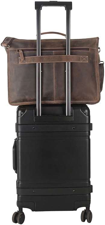 Leather briefcase 18 inch laptop messenger bag for men and women best satchel office bag - Image 2