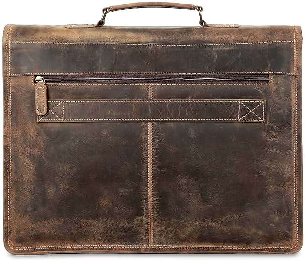 Leather briefcase 18 inch laptop messenger bag for men and women best satchel office bag - Image 5
