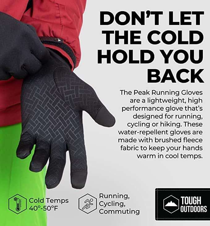 Tough Outdoors Winter Gloves - Mens Cold Weather Gloves - Touchscreen Winter Running Gear - Water-Resistant Cold Weather Gear - Image 2