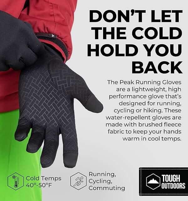 Tough Outdoors Winter Gloves - Mens Cold Weather Gloves - Touchscreen Winter Running Gear - Water-Resistant Cold Weather Gear - Image 7