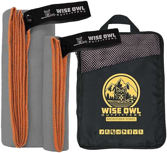 Wise Owl Outfitters Microfiber Camping Towel - Quick Dry Towel for Travel, Backpacking, Hiking, Beach, Gym & Yoga - Compact, Fast Drying & Lightweight - Image 1