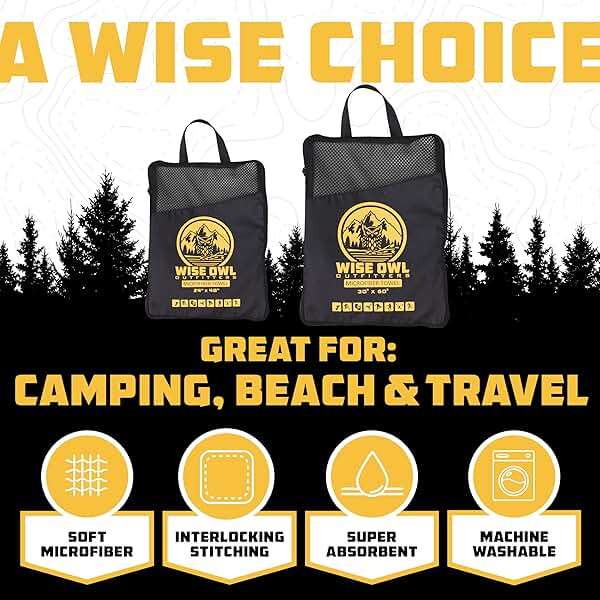 Wise Owl Outfitters Microfiber Camping Towel - Quick Dry Towel for Travel, Backpacking, Hiking, Beach, Gym & Yoga - Compact, Fast Drying & Lightweight - Image 2