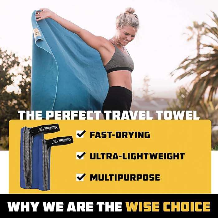 Wise Owl Outfitters Microfiber Camping Towel - Quick Dry Towel for Travel, Backpacking, Hiking, Beach, Gym & Yoga - Compact, Fast Drying & Lightweight - Image 4