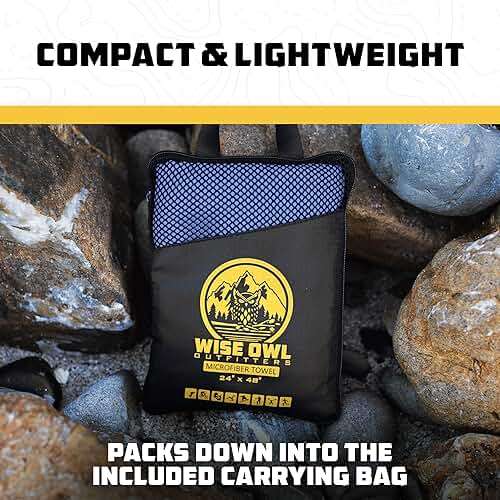 Wise Owl Outfitters Microfiber Camping Towel - Quick Dry Towel for Travel, Backpacking, Hiking, Beach, Gym & Yoga - Compact, Fast Drying & Lightweight - Image 6