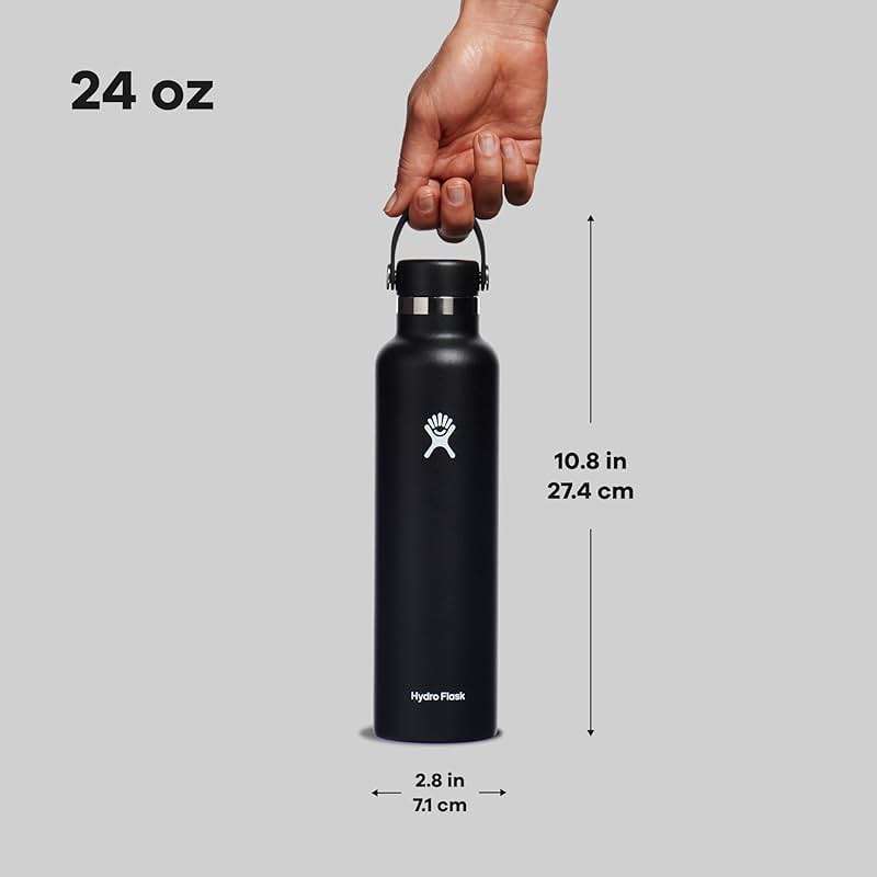 Hydro Flask Water Bottle - Insulated Stainless Steel - Non Spill, Leakproof in 24 Oz Black - Image 3