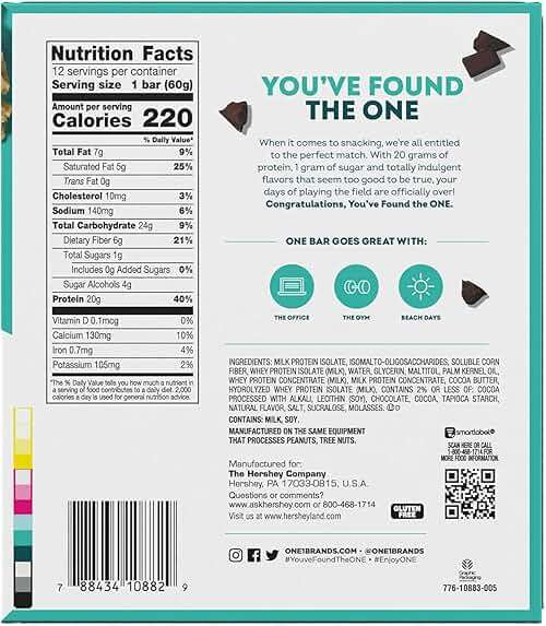 ONE Protein Bars, Chocolate Chip Cookie Dough, Gluten Free with 20g Protein and 1g Sugar, Pantry Staples, 2.12 oz (12 Count) - Image 2