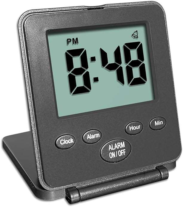 Digital Travel Alarm Clock - No Bells, No Whistles, Simple Basic Operation, Loud Alarm, Snooze, Small and Light, ON/Off Switch, 2 AAA Battery Powered, Black - Image 1