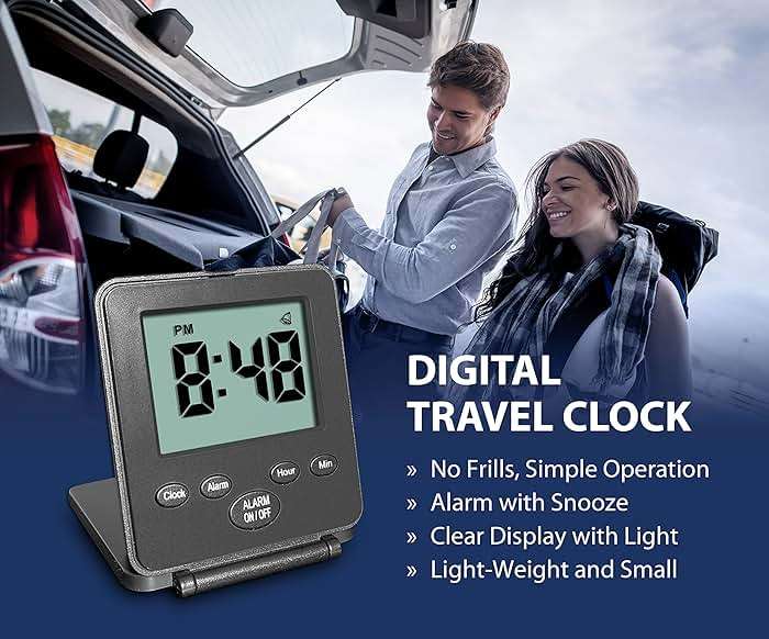 Digital Travel Alarm Clock - No Bells, No Whistles, Simple Basic Operation, Loud Alarm, Snooze, Small and Light, ON/Off Switch, 2 AAA Battery Powered, Black - Image 5