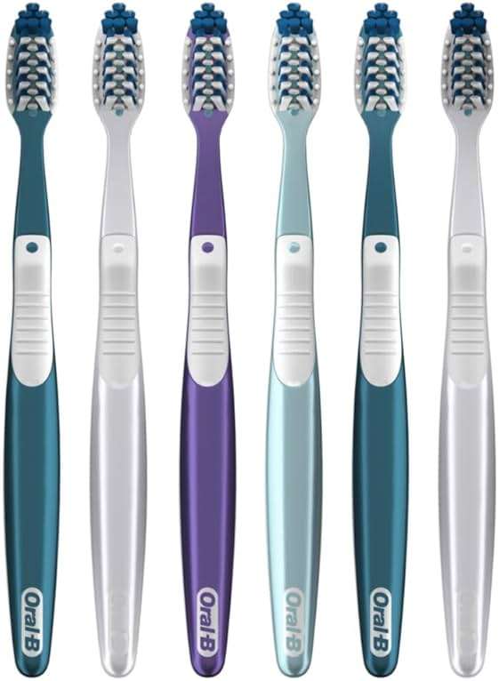 Oral-B Pro Clean CrossAction Manual Toothbrush, 6- Pack, Medium Soft Bristle Brushes for Adults, Deep Plaque Removal, Daily Gum Health and Fresh Breath, Travel Toiletries - Image 6