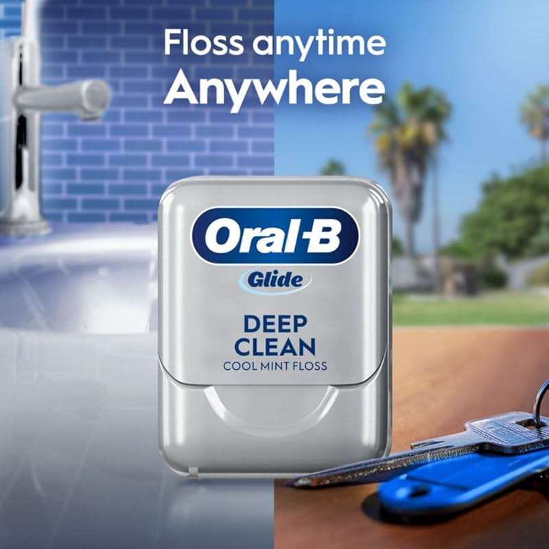 Oral-B Glide Deep Clean Dental Floss, Cool Mint, 6 Pack (262.4 YD Total) - Shred-Resistant Smooth Dental Tape for Tight Spaces - Image 7