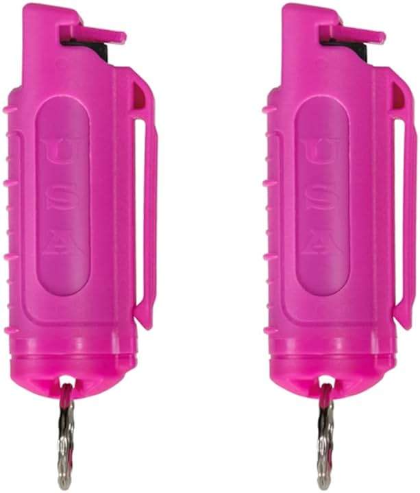 Police Magnum Keychain Pepper Spray Self Defense Belt Clip Holder - 2 Pack Tactical Maximum Strength OC with Dye - Small Safety Key Chains for Women & Men - Made in The USA - Image 1