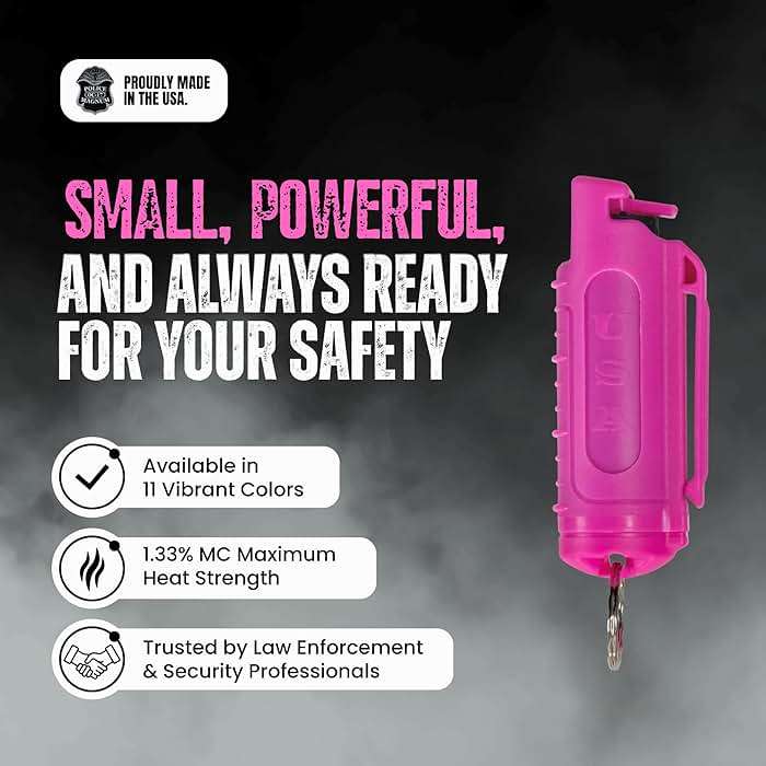 Police Magnum Keychain Pepper Spray Self Defense Belt Clip Holder - 2 Pack Tactical Maximum Strength OC with Dye - Small Safety Key Chains for Women & Men - Made in The USA - Image 2