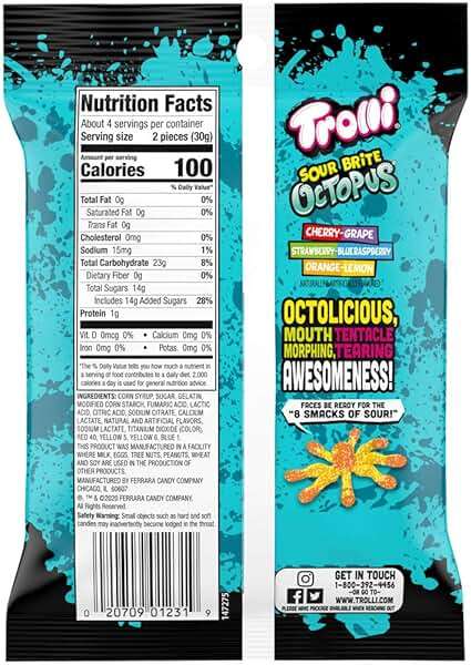 Trolli Sour Brite Octopus Gummy Worms, 4.25 Ounce - Image 2