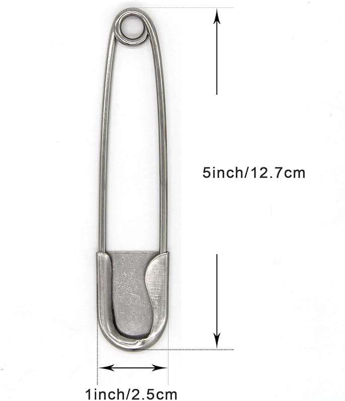 Coitak Large Safety Pins, 5 inch, 10 PCS Stainless Steel, Silver Huge Strong XL, Extra Large Laundry Pins for Blankets - Image 2