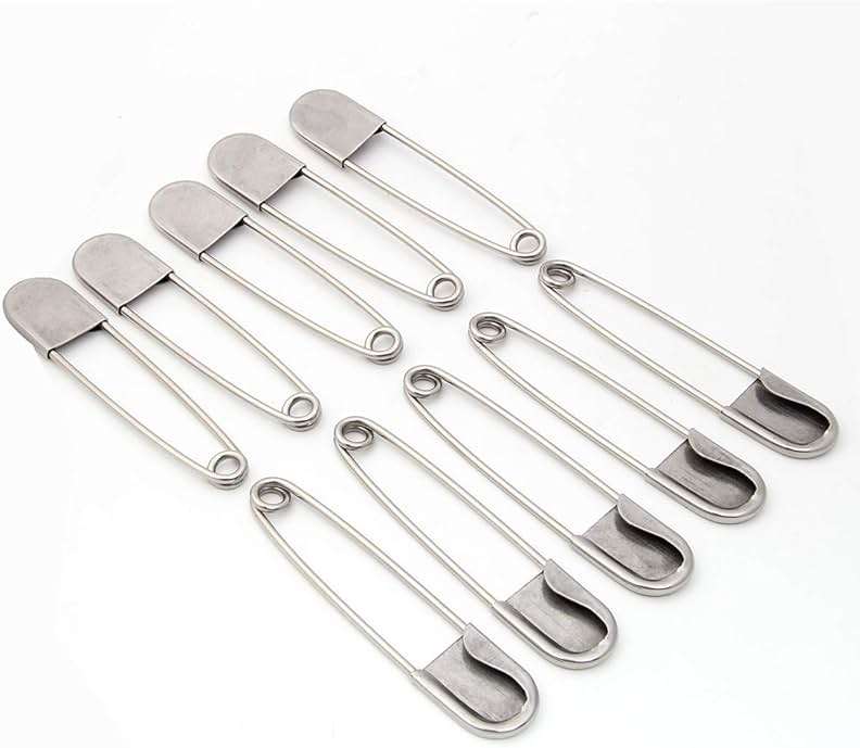 Coitak Large Safety Pins, 5 inch, 10 PCS Stainless Steel, Silver Huge Strong XL, Extra Large Laundry Pins for Blankets - Image 6