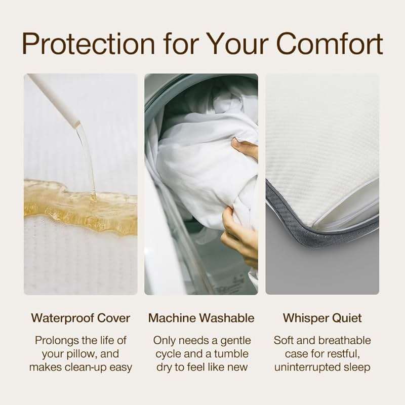 Coop Home Goods Ultra-Tech Pillow Protector for Memory Foam Pillows, Waterproof, Pack of 2 Queen Size Pillow Covers, Oeko-Tex Certified, Breathable, Zippered Covers, Machine Washable - Image 4