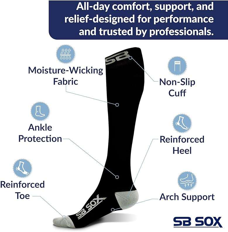 SB SOX Compression Socks for Men & Women (20-30mmHg) – Best Compression Socks for Flying, Medical, Sports, Wide Calf Fit, and Daily Wear - Image 4