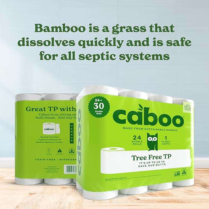 Caboo Tree Free Toilet Paper | Septic Safe, Eco Friendly, Chemical Free, Non Toxic | 2 Ply Toilet Tissue, Pack of 24 Double Rolls, 300 Sheets Per Roll - Image 6