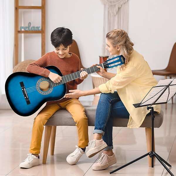 ZENY 38 inch Acoustic Guitar Full Size Beginners Package Kit for Right-handed Starters Kids Music Lovers w/Case, Strap, Pitch Pipe and Pick (Blue) - Image 3