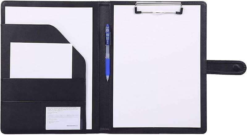 Padfolio Clipboard Folder Portfolio, Mymazn Faux Leather Storage Clipboard with Cover for Legal Pad Holder Letter Size A4 Writing Pad for Business School Office Conference Notepad Clip Boards (Black) - Image 1