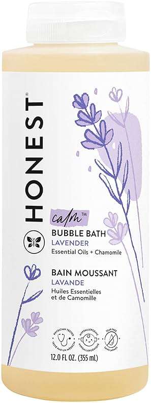 The Honest Company Foaming Bubble Bath & Baby Wash, Tear-Free, Hypoallergenic, Natural Formula, Lavender Calm Scent, 12 fl oz - Image 1