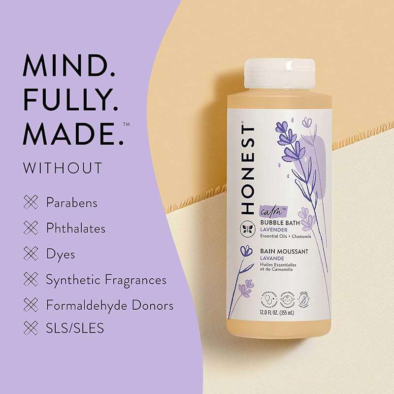 The Honest Company Foaming Bubble Bath & Baby Wash, Tear-Free, Hypoallergenic, Natural Formula, Lavender Calm Scent, 12 fl oz - Image 5