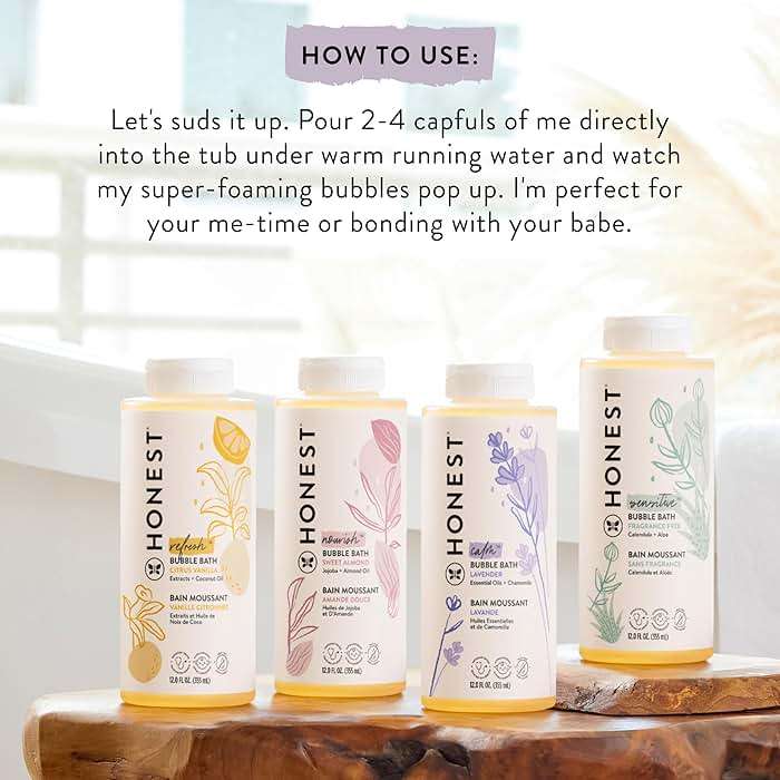 The Honest Company Foaming Bubble Bath & Baby Wash, Tear-Free, Hypoallergenic, Natural Formula, Lavender Calm Scent, 12 fl oz - Image 6