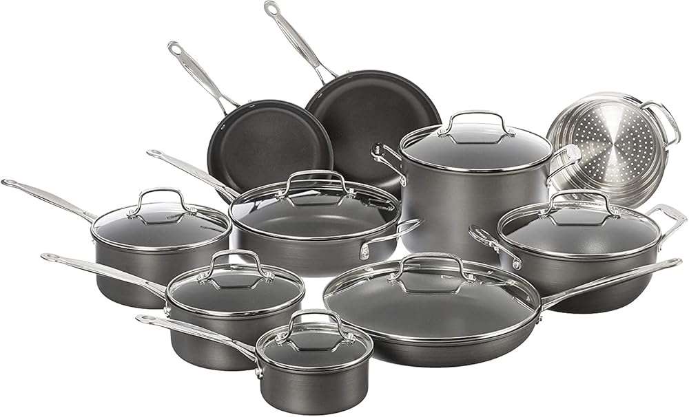 Cuisinart 17-Piece Pots and Pans Set, Non Stick Hard Anodized Cookware Set, Compatible with Electric, Gas Cooktops, Dishwasher Safe, Oven Safe Pot Set, Cool Grip Handles, Aluminum Core for Even Heat - Image 1
