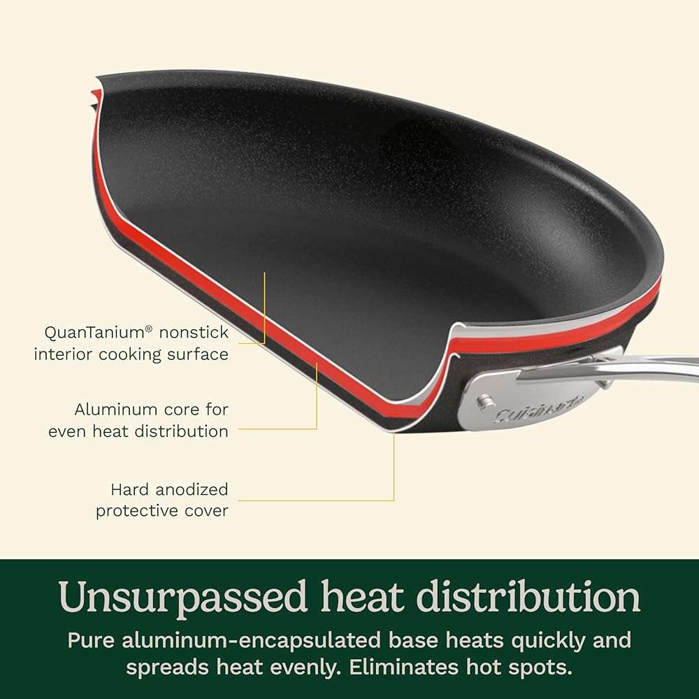 Cuisinart 17-Piece Pots and Pans Set, Non Stick Hard Anodized Cookware Set, Compatible with Electric, Gas Cooktops, Dishwasher Safe, Oven Safe Pot Set, Cool Grip Handles, Aluminum Core for Even Heat - Image 6