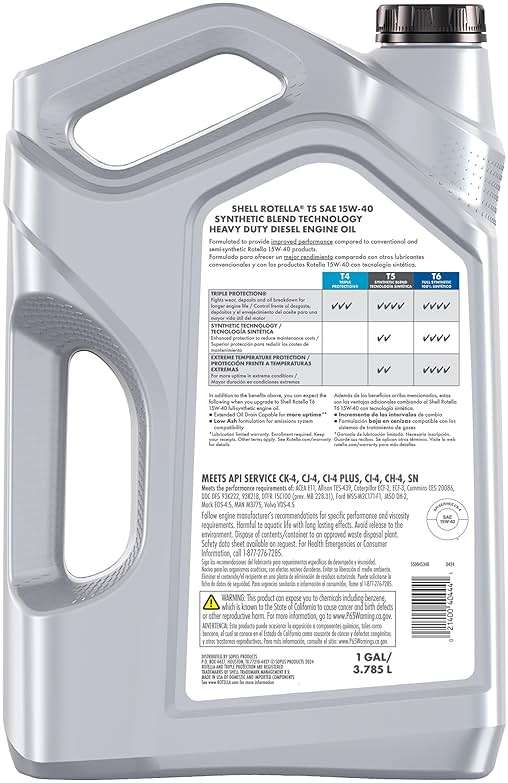 Shell Rotella T5 Synthetic Blend 15W-40 Diesel Engine Oil, 1 Gallon (3 Pack) - Image 2