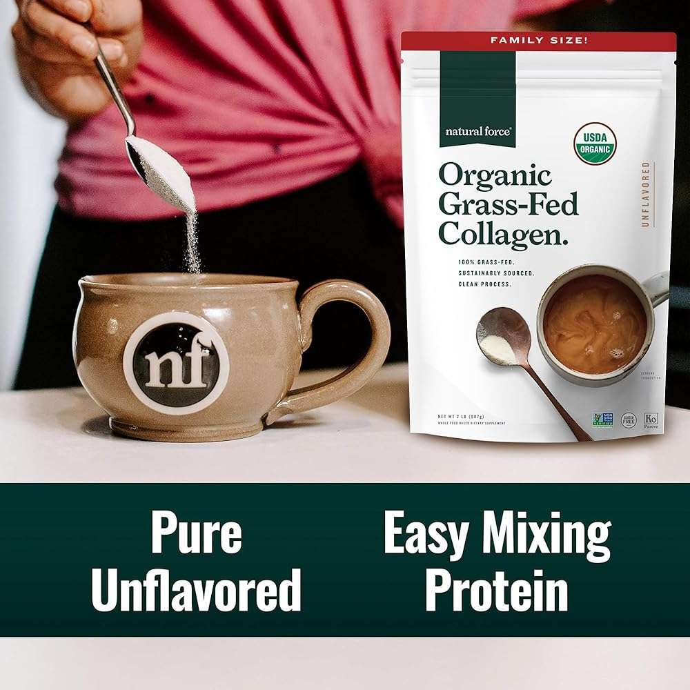 Natural Force Organic Clean Collagen Peptides Powder - USDA Certified Organic & Non-GMO, Keto & Paleo Certified - Hydrolyzed Type I & III Protein Powder with Essential Amino Acids – Unflavored, 32oz - Image 9