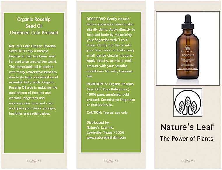 Natures Leaf Rosehip Seed Oil Organic 100% Pure Cold Pressed Unrefined Omegas 3,6 & 9 Vitamins A C & F Anti-Aging Wrinkles & Fine Lines 4 fl. oz. - Image 2