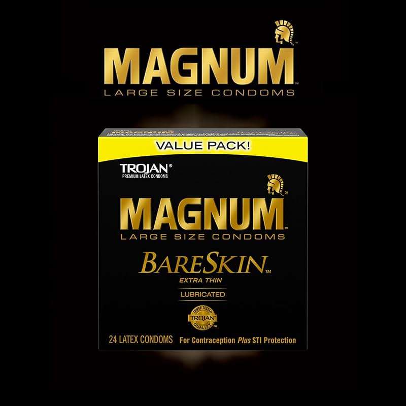 TROJAN Magnum BareSkin Premium Large Condoms, Comfortable, Smooth Lubricated Condoms for Men, 24 Count Value Pack - Image 6
