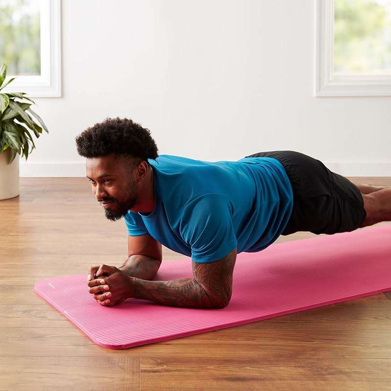 Amazon Basics 1/2 Inch Extra Thick Exercise Yoga Mat with Carrying Strap, Cushioned Support, for Fitness and Gym Workouts - Image 9