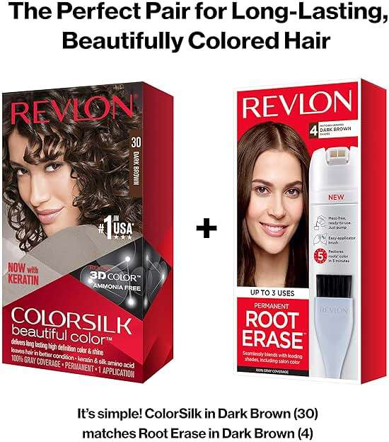Revlon Colorsilk Beautiful Color, Permanent Hair Dye with Keratin, 100% Gray Coverage, Ammonia Free, 30 Dark Brown - Image 9