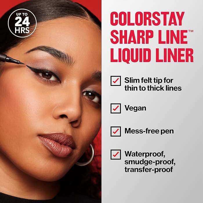 Revlon Liquid Eyeliner Pen, ColorStay Sharp Line Eye Makeup, Waterproof, Smudge-proof, Longwearing with Slim Tapered Tip, Sharp Line - Image 7