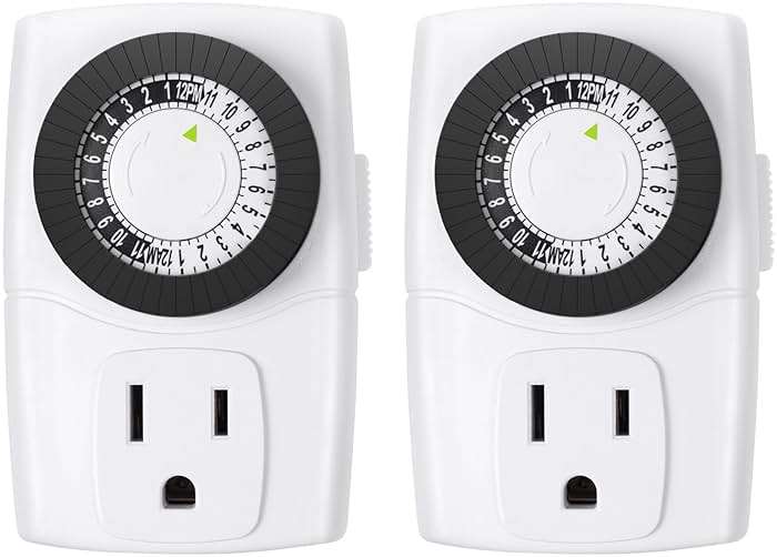 BN-LINK BND-60/U47 Indoor Mini 24-Hour Mechanical Outlet Timer, 3-Prong, 2-Pack - Image 1