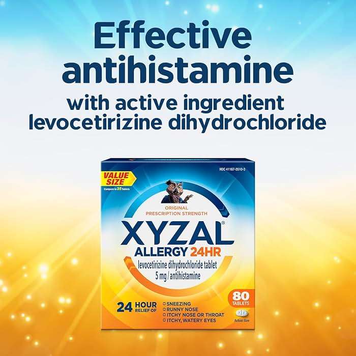 Xyzal 24 Hour Allergy Relief Medicine, Original Prescription Strength Antihistamine, Levocetirizine Dihydrochloride Tablets, 5 mg, 80 Count - Image 8